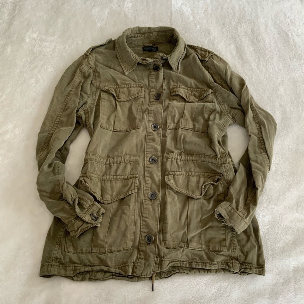 Topshop Military Button Down Utility Jacket
